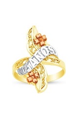tiny filigree 15 years three tone baby ring
